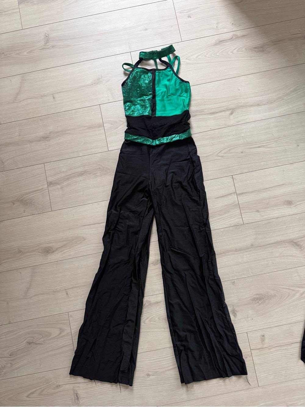 Green & Black Halter Jumpsuit Jazz dance Costume